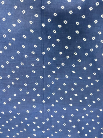(Pre Cut- 2 Meter) Pure Cotton Cambric Navy Blue Color Bandhani Pattern Block Print Fabric