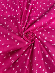 Pure Cotton Cambric Dark Pink Color Bandhani Pattern Block Print Fabric