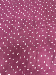 (Pre Cut -1 Meter)Pure Cotton Cambric Purple Color Bandhani Pattern Block Print Fabric