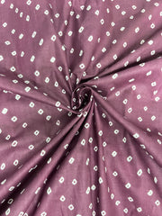 (Pre Cut -1 Meter)Pure Cotton Cambric Purple Color Bandhani Pattern Block Print Fabric