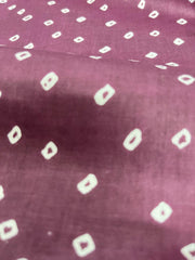 (Pre Cut -1 Meter)Pure Cotton Cambric Purple Color Bandhani Pattern Block Print Fabric