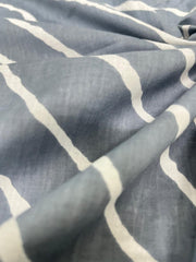 Pure Cotton Cambric Grey Color Lehariya Pattern Block Print Fabric