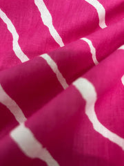 Pure Cotton Cambric Dark Pink Color Lehariya Pattern Block Print Fabric