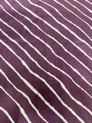 Pure Cotton Cambric Purple Color Lehariya Pattern Block Print Fabric