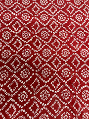 Pure Cotton Cambric Mix And Match Red Color Bandhani Block Print Fabric