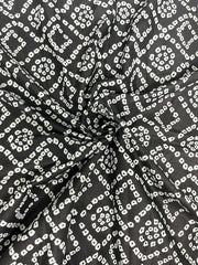 Pure Cotton Cambric Black Color Bandhani Pattern Block Print Fabric