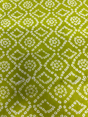 Pure Cotton Cambric Lime Green Color Bandhani Pattern Block Print Fabric