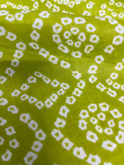 Pure Cotton Cambric Lime Green Color Bandhani Pattern Block Print Fabric