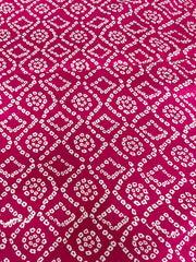 Pure Cotton Cambric Mix And Match Dark Pink Color Bandhani Block Print Fabric