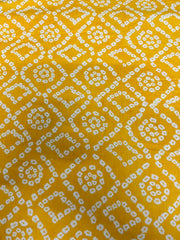 Pure Cotton Cambric Mix And Match Amber Yellow Color Bandhani Block Print Fabric