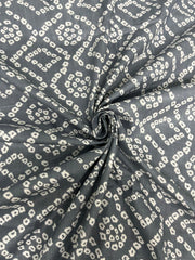 Pure Cotton Cambric Grey Color Bandhani Pattern Block Print Fabric