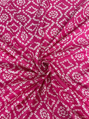 Pure Cotton Cambric Dark Pink Color Bandhani Pattern Block Print Fabric