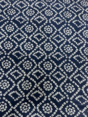 Pure Cotton Cambric Mix And Match Navy Blue Color Bandhani Block Print Fabric