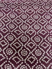 Pure Cotton Cambric Mix And Match Purple Color Bandhani Block Print Fabric