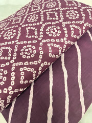 Pure Cotton Cambric Mix And Match Purple Color Bandhani Block Print Fabric