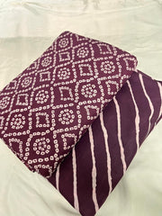 Pure Cotton Cambric Purple Color Lehariya Pattern Block Print Fabric