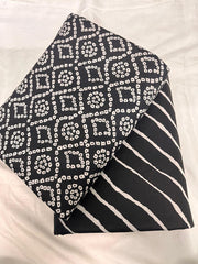 Pure Cotton Cambric Mix And Match Black Color Bandhani Block Print Fabric