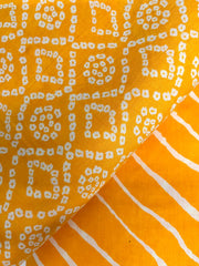 Pure Cotton Cambric Mix And Match Amber Yellow Color Bandhani Block Print Fabric