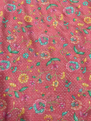 Pure Chinnon Chiffon Peach Floral Embroidery With Sequins Placement Print Fabric