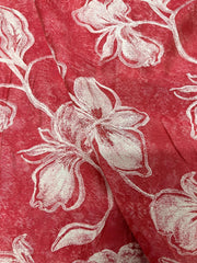 Modal Chanderi Dark Peach Color Floral Katha Work Screen Print Fabric