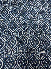 Modal Chanderi Navy Blue Color Geometric Pattern Screen Print Fabric With Foil