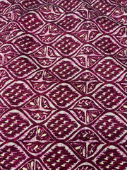 Modal Chanderi Dark Purple Color Geometric Pattern Screen Print Fabric With Foil