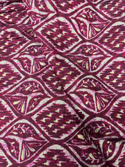 Modal Chanderi Dark Purple Color Geometric Pattern Screen Print Fabric With Foil