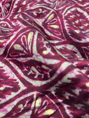 Modal Chanderi Dark Purple Color Geometric Pattern Screen Print Fabric With Foil