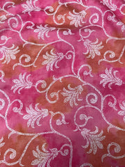 Modal Chanderi shades Of Pink kalamkari Katha Work Screen Print Fabric