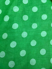 Pure Cotton Cambric Lime Green Color Polka Dots Print Fabric