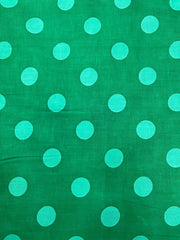 Pure Cotton Cambric Dark Green Color Polka Dots Print Fabric.