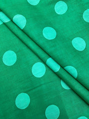 Pure Cotton Cambric Dark Green Color Polka Dots Print Fabric.