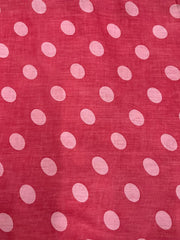 Pure Cotton Cambric Flamingo Pink Color Polka Dots Print Fabric.