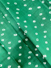 Pure Cotton Cambric Dark Green Color Bandhani Pattern Block Print Fabric.