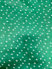 Pure Cotton Cambric Dark Green Color Bandhani Pattern Block Print Fabric.