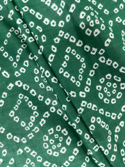 Pure Cotton Cambric Dark Green Color Bandhani Pattern Block Print Fabric.