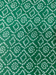 Pure Cotton Cambric Dark Green Color Bandhani Pattern Block Print Fabric.