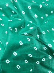 Pure Cotton Cambric Dark Green Color Bandhani Pattern Block Print Fabric.