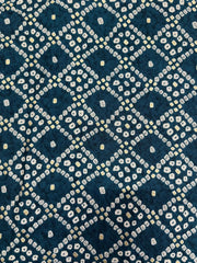 Pure Rayon Shades Of Blue Color Bandhani Pattern Screen Print Fabric With Foil Big Panna.