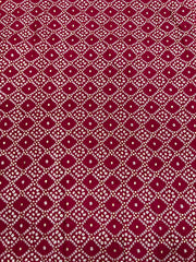 Pure Rayon Dark Pink Color Bandhani Pattern Screen Print Fabric With Foil Big Panna.