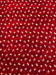 Pure Rayon Red Color Bandhani Pattern Screen Printed Fabric With Foil