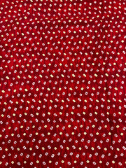 Pure Rayon Red Color Bandhani Pattern Screen Printed Fabric With Foil