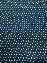 Pure Rayon Shades Of Blue Color Bandhani Pattern Screen Printed Fabric With Foil.