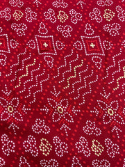 Pure Rayon Dark Pink Color Bandhani Pattern Screen Print Fabric With Foil Big Panna.