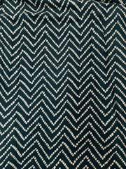 Pure Rayon Dark Green Color Zig-Zag  Bandhani Pattern Screen Print Fabric With Foil Big Panna.