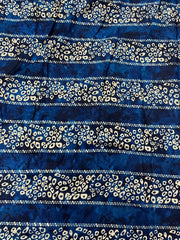 Pure Rayon Dark Blue Color Bandhani Pattern Screen Print Fabric With Foil Big Panna.