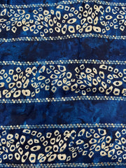 Pure Rayon Dark Blue Color Bandhani Pattern Screen Print Fabric With Foil Big Panna.