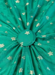 Pure Viscose Satin Teal Green Color With Jacquard Butti Dyed Fabric