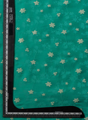 Pure Viscose Satin Teal Green Color With Jacquard Butti Dyed Fabric