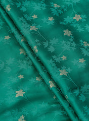 Pure Viscose Satin Teal Green Color With Jacquard Butti Dyed Fabric